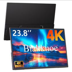 ☆ 23.8" 4K Portable Monitor, UHD 3840x2160 IPS 400nits 100% sRGB Calibrated Color Gaming Monitor, USB-C HDMI Laptop Screen Extender with Speakers for 
