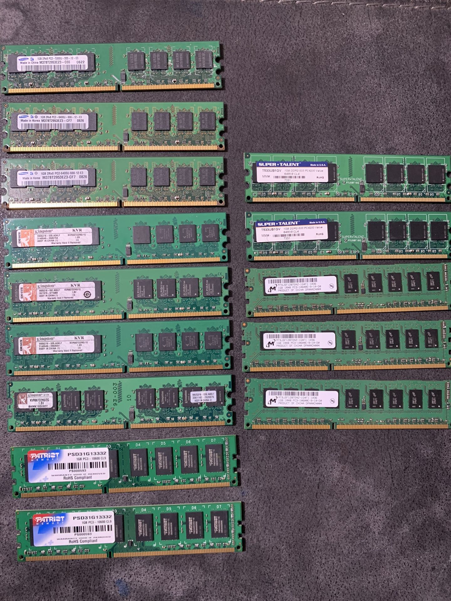 Collection of Untested  PC 1GB And 2GB Ram