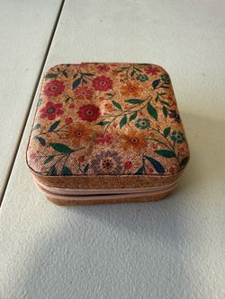 Floral Cork Travel Jewelry Case