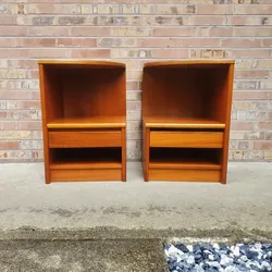 Pair Of Mid Century Danish Modern Teak Nightstands Vintage