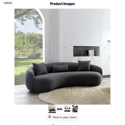 Acanva Mid-Century Modern Curved Sofa – 4-Seat Bouclé Couch (Like New)
