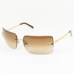 Vintage Channel Metal Crystal Logo Sunglasses