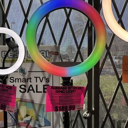 Auralani 18” RGB Ring Light w Tripod Phone Holder