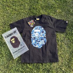brand new light blue bape logo tee