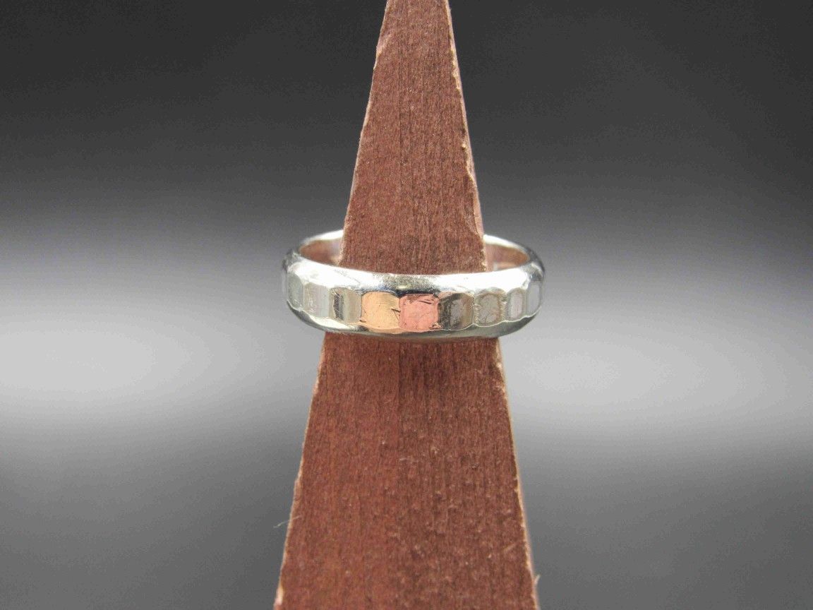 Size 8.75 Silver Tone Worn Hammered Band Ring Vintage Statement Engagement Wedding Promise Anniversary Bridal Cocktail