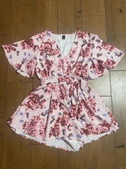 Pink floral romper size L