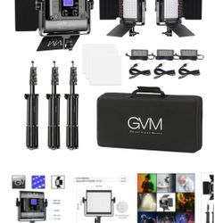 GVM RGB LED Video Lighting Kit, 800D Studio Video Lights with APP Control, Video Lighting Kit for YouTube Photography Lighting, 3 Packs Led Light Pane