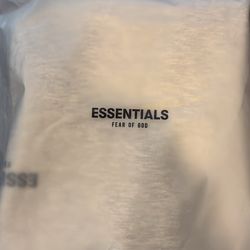 White oatmeal Essentials hoodie size large