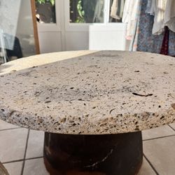 Fossil Travertine Coffee Table With Terracotta Bottom