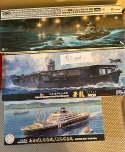 Models:  Aircraft, Battleships, Aircraft Carriers. New. Prices in photos.