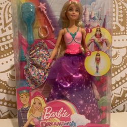 BARBIE DREAMTOPIA 2 IN 1 BLONDE DOLL SET MERMAID PINK PURPLE NEW