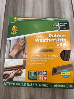Rubber Weatherstrip Seal Brown 2 Strips 0.38" x 0.25" x 17' Each