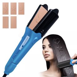 Popiron by Parlor Hair Straightener 3D Image Hair Imprinting Flat Iron 5 Discs