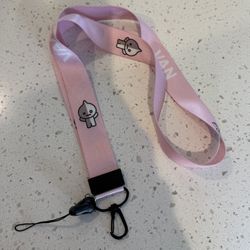 BTS BT21 Official Van Neck Strap Lanyard Authentic Pink school id holder Kpop