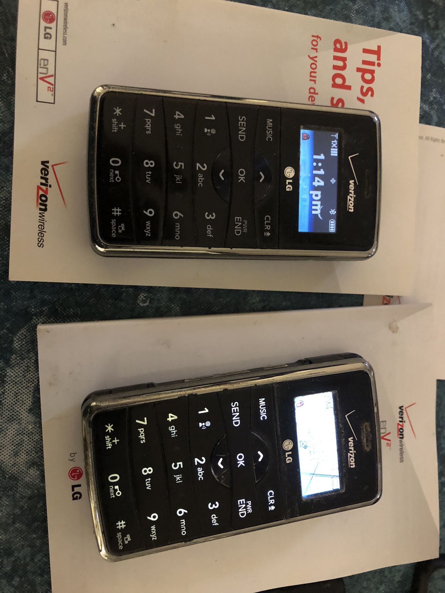 Two LG EnV2 VX9100 Black Verizon Phones Used