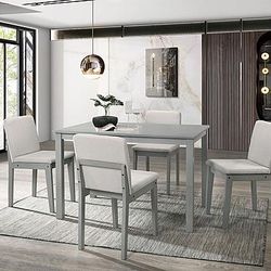 Light Gray Wooden Dining Table Set Of 5 $203/5pcs