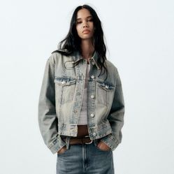 New Zara TRF Denim Jacket Blue M