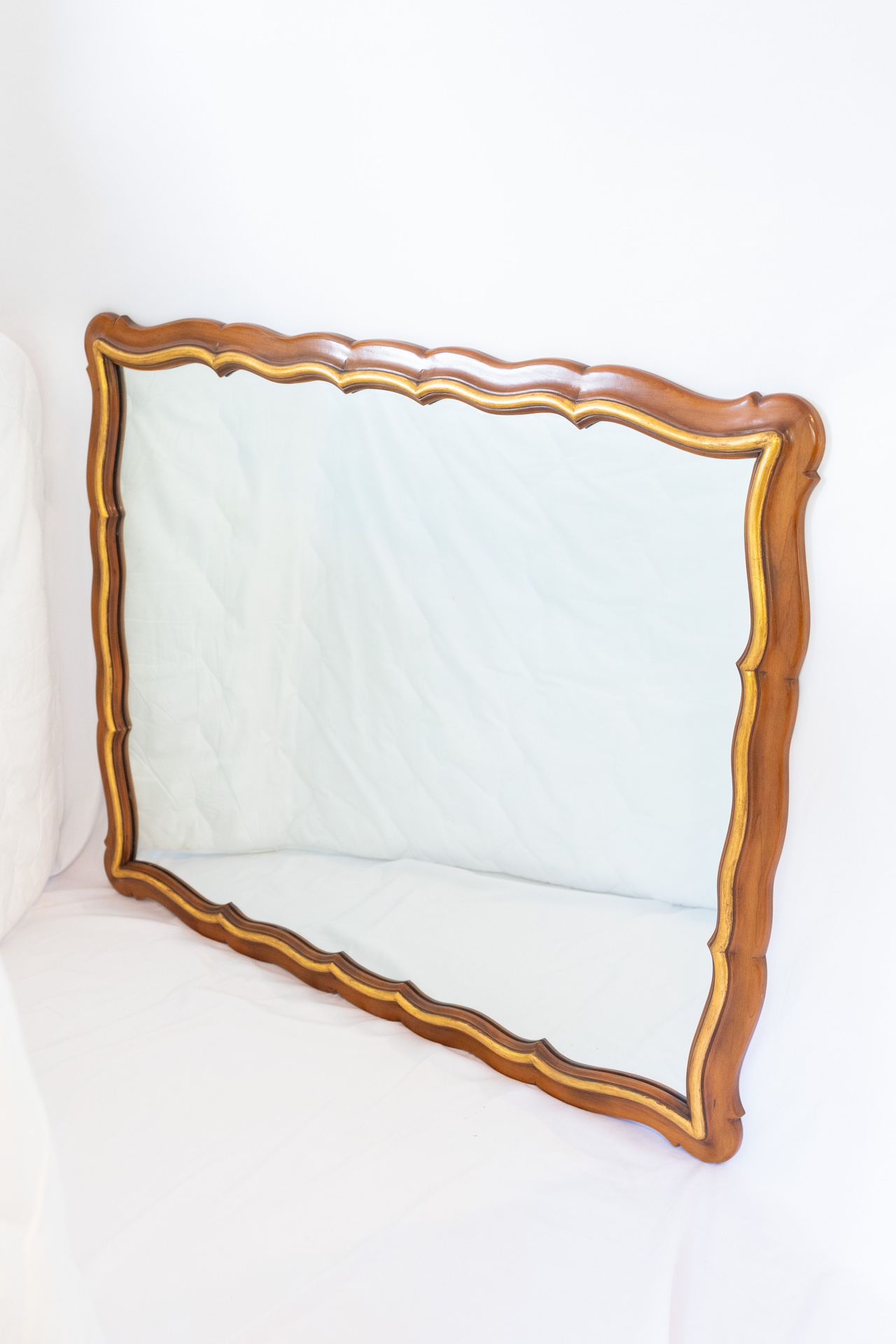 Wood Framed Scalloped Mirror