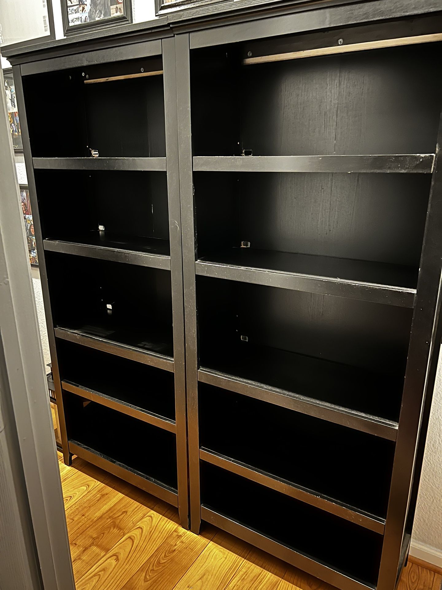 2 Black Bookcases 5 Shelves