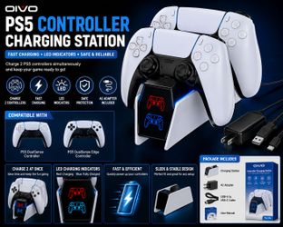 PS5 Dual Controller Charg Station Dock w/AC Adapter-Fast Charger Stand for PlayStation 5