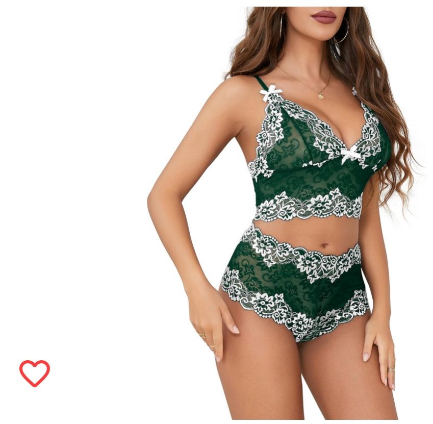 Lilosy Sexy Lace Pajamas Lingerie Set High Waist Sheer Sleepwear Bow Ties Cami Shorts Bra and Panty