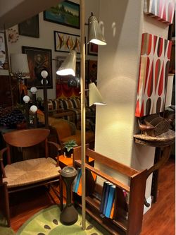 Mid Century Tension Pole Lamp with three shades attr. to Stilnovo, Italy 1960s