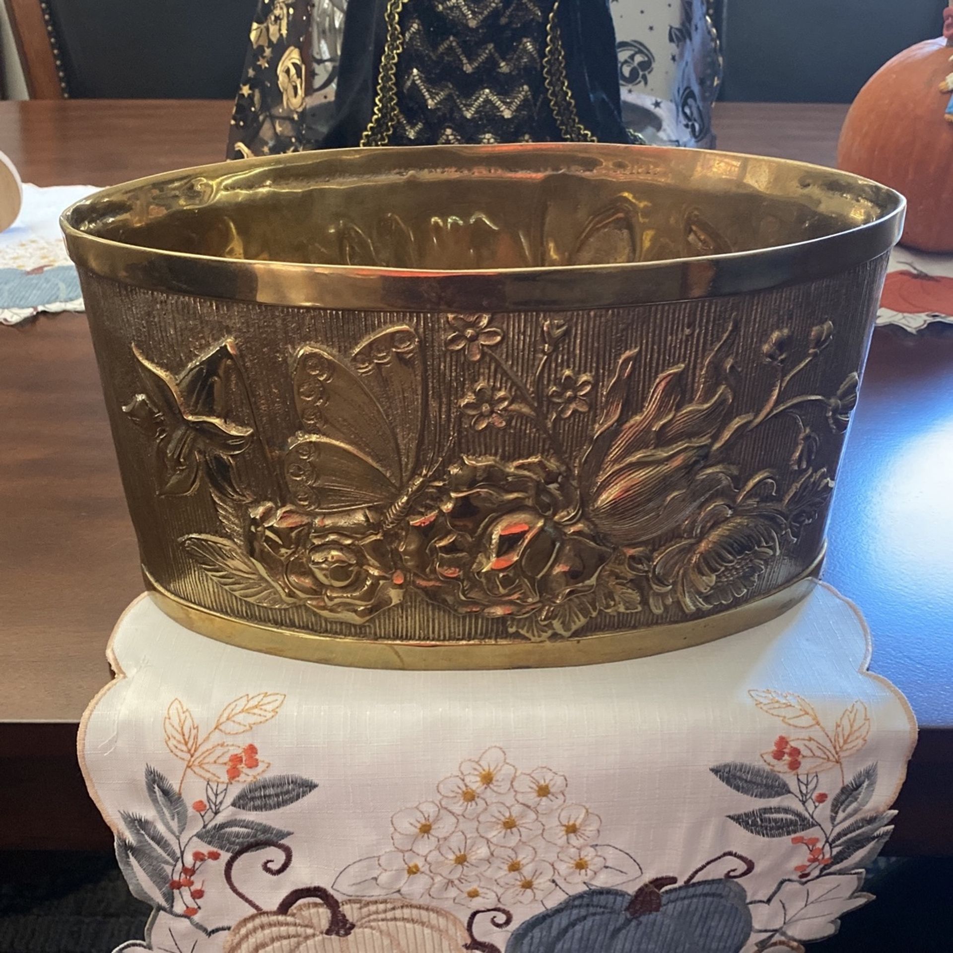 Very Beautifully Detailed With Butterflies & Flowers Solid Brass