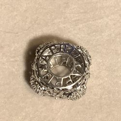 Silver April Charm. With Small Diamond Accents. Can Be Used On A Pandora Bracelet Or Put A Chain On It And Use As Necklace. Like New Condition. 