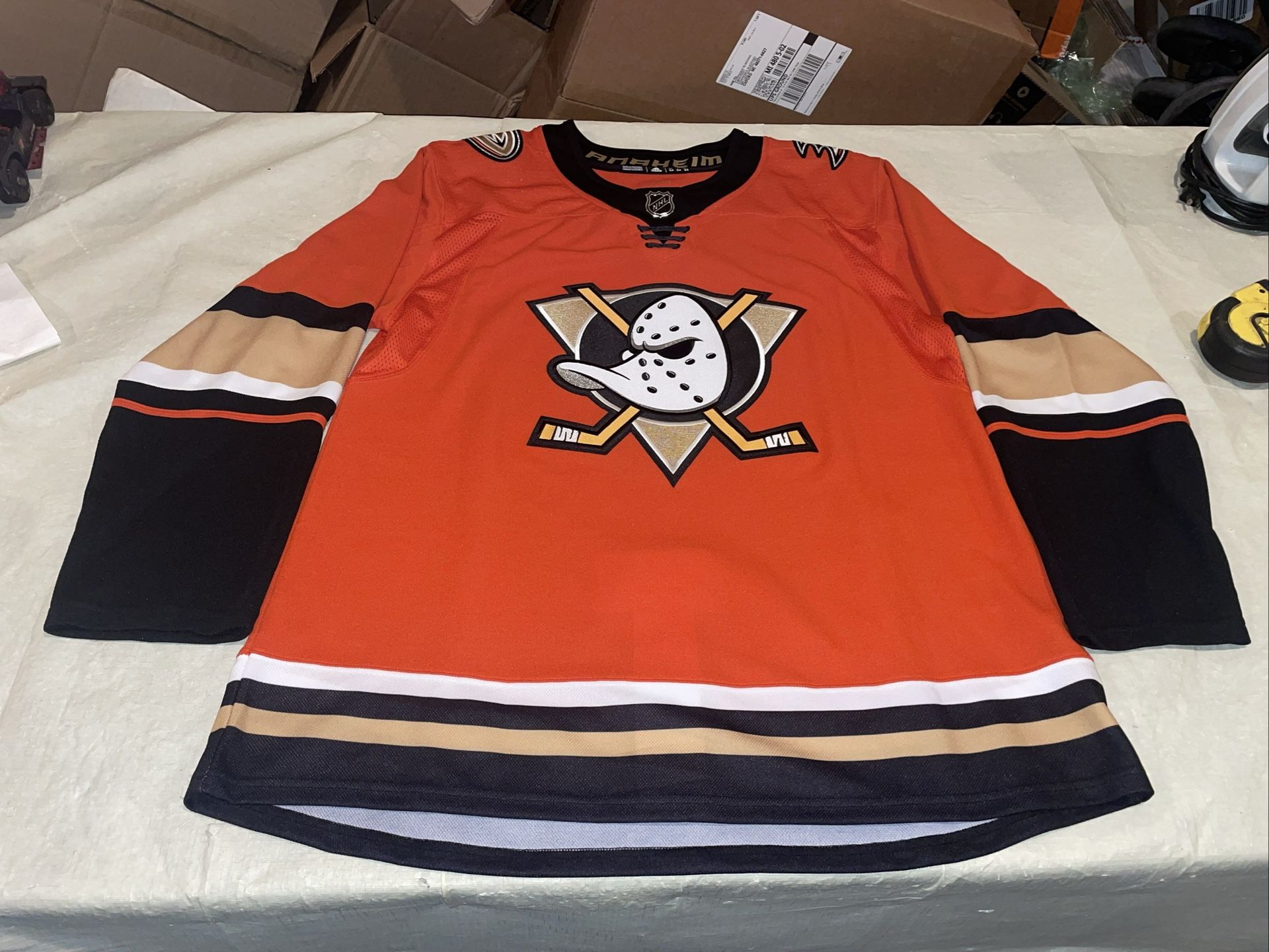 Authentic Adidas Orange Anaheim Ducks Jersey Men 54 Clean Sewn