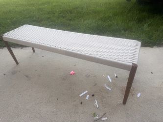 Woven Rope Bench with Wood Legs