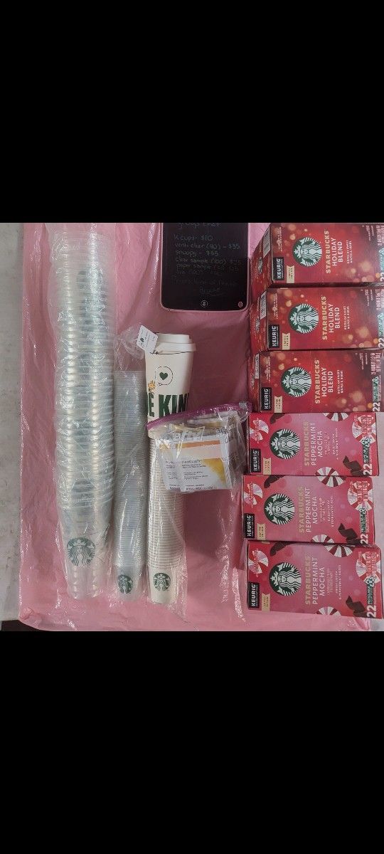 Starbucks Cups And Coffee.