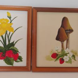 Mid-Century Oil Paintings Pair Feat. Strawberries 🍓 