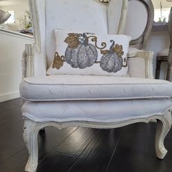 Gorgeous Shabby Chic Armchair With3D Fleur De Lis N' Lace Flower