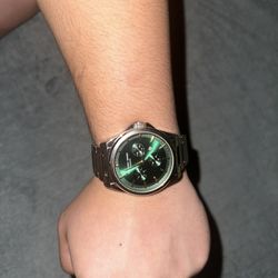 Silver Tone Diamond Dial Bracelet Watch 