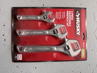 Husky 3-Piece Adjustable Wrench Set