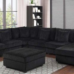 Black  Sectional Reversal w/Storage and Culpholders