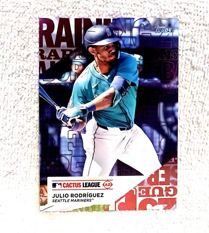 2025 Julio Rodriguez Topps Training Grounds Cactus League Pink Foil Baseball Card