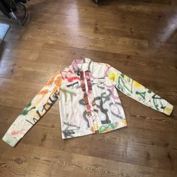 Asspizza Graffiti White Denim Jacket