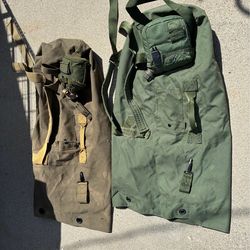 Duffle bags canteens and backpack frame