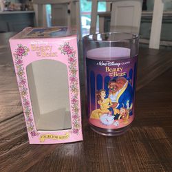 1994 Vintage Walt Disney Collector Series Beauty and the Beast Burger King Glass Cup