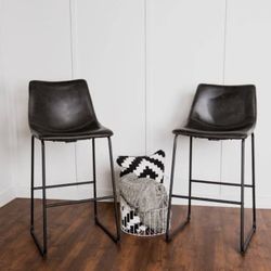 Leather Black Bar Stools - Like New 