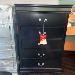 SINGLE ALL WOOD BLACK DRESSER