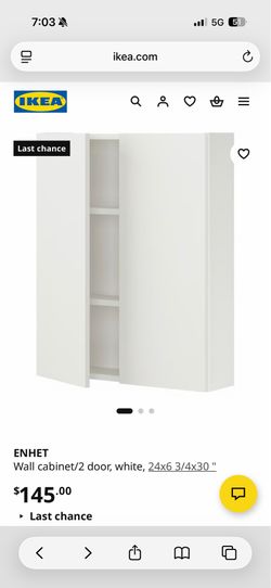 ENHET Wall cabinet/2 door, white, 24x6 3/4x30