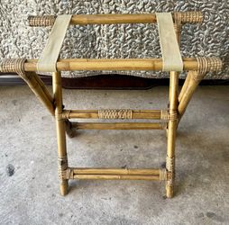 MCM Vintage Rattan Luggage Racks - Set of 2