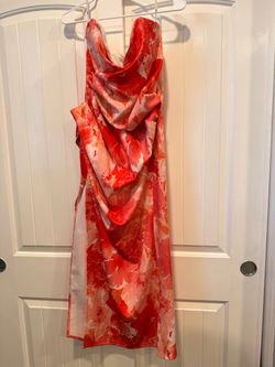 Coral Floral Strapless Dress