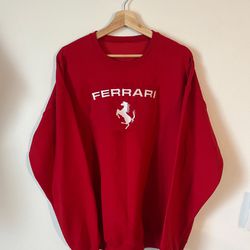 Red Ferrari Logo, Racing Formula 1, Italy Y2K, NASCAR Crewneck 