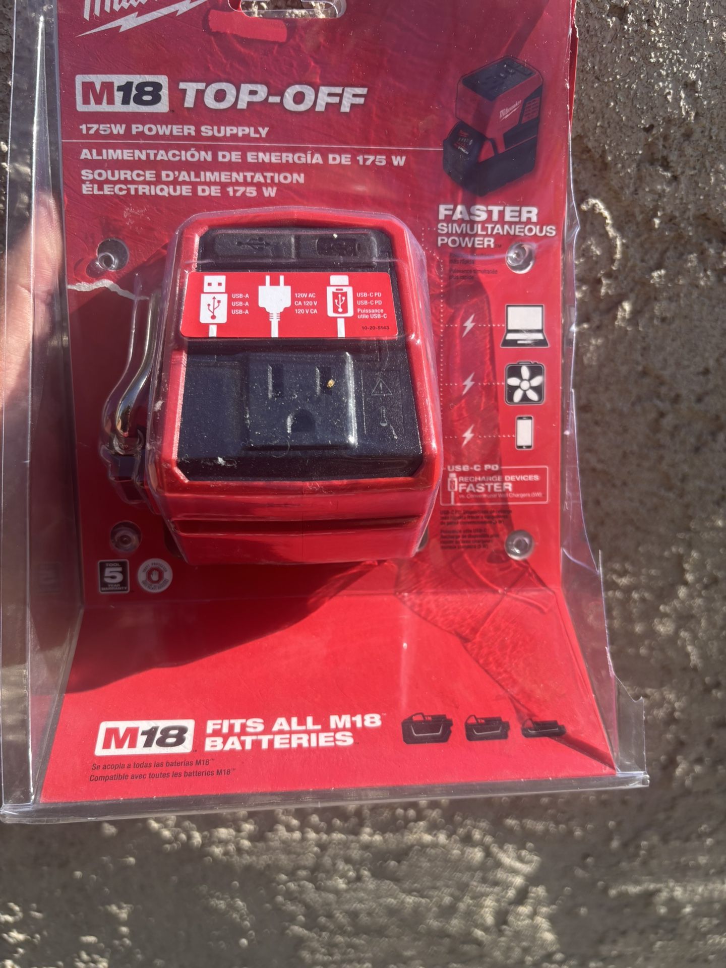 M18 18-Volt Lithium-Ion 175-Watt Powered Compact Inverter for M18 Batteries