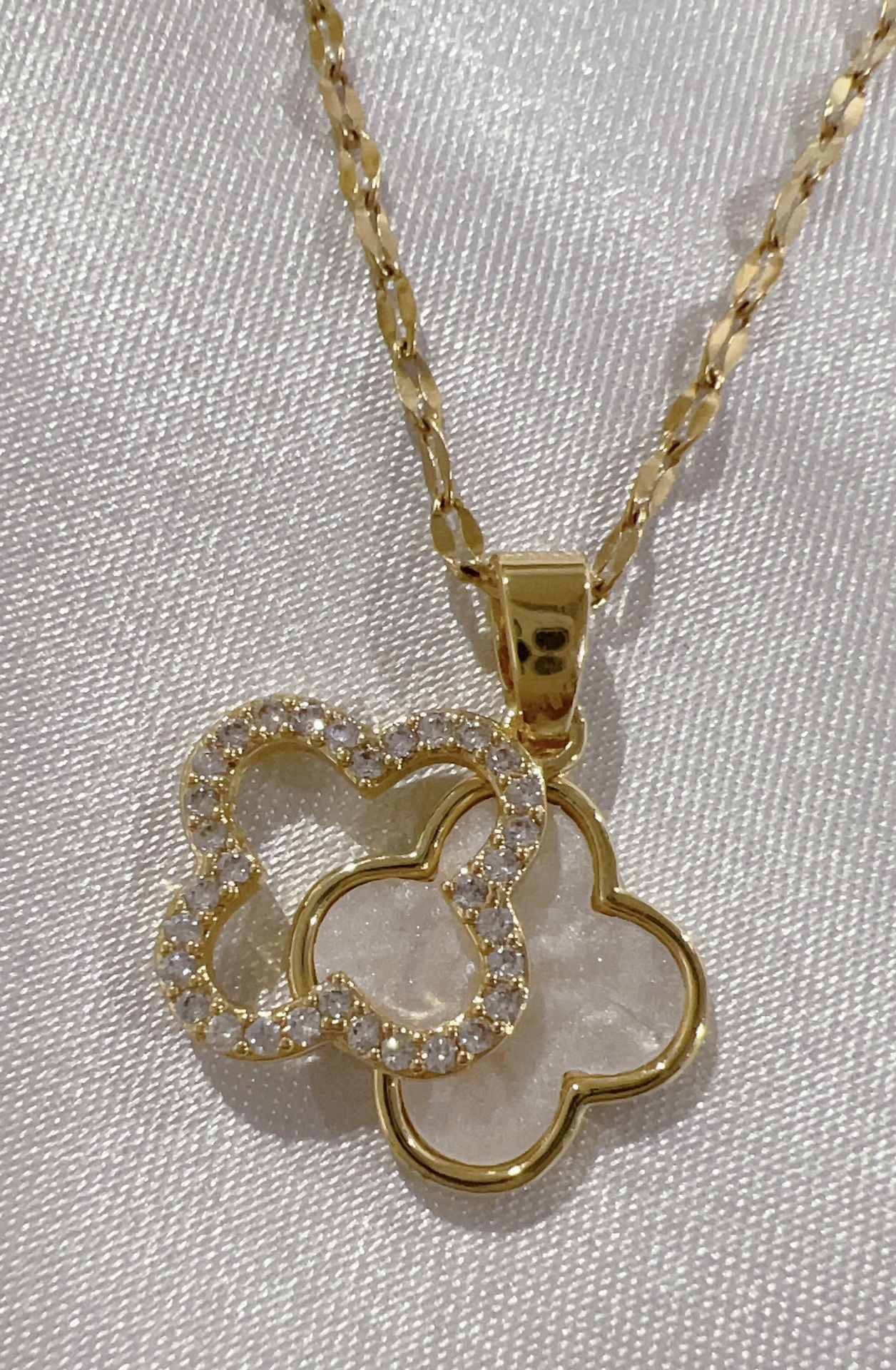 Double Layer White Enamel Charm Necklace 