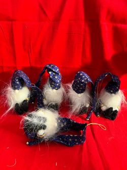 Set of 5 Gnome Christmas Ornaments