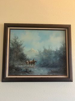 Two vintage western original oil paintings. Lester Hughes.